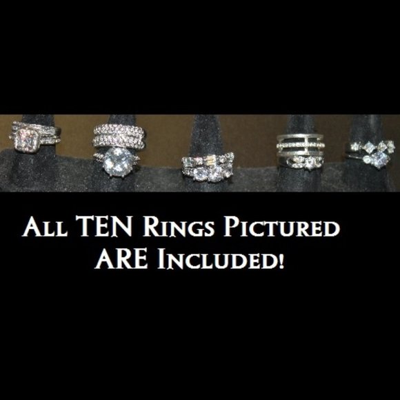 New 10 Bling Cocktail Statement Ring Lot Bundle *DEAL* - Picture 2 of 14